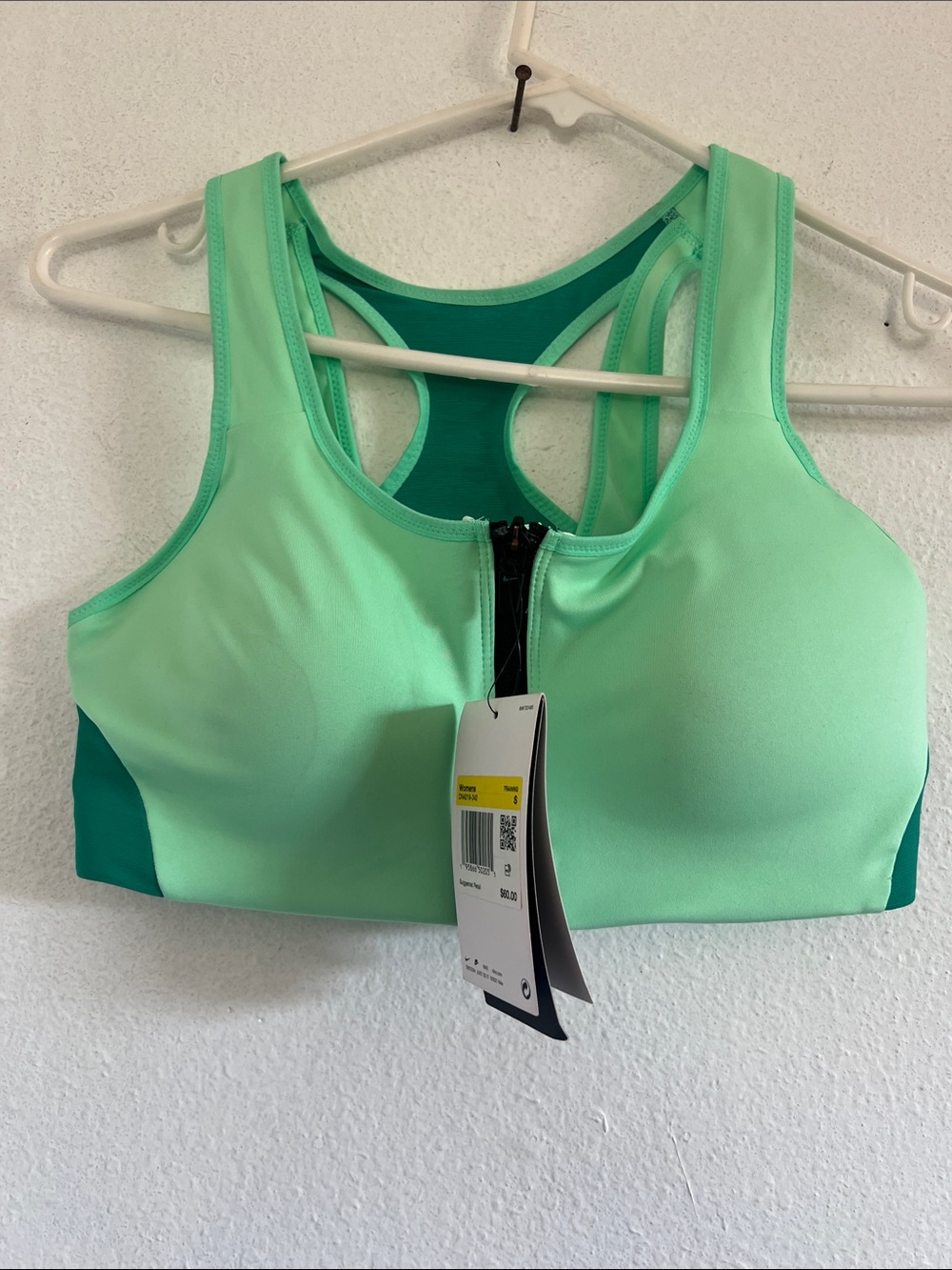Nike Mint Green Front-Zip Racerback Sports Bra